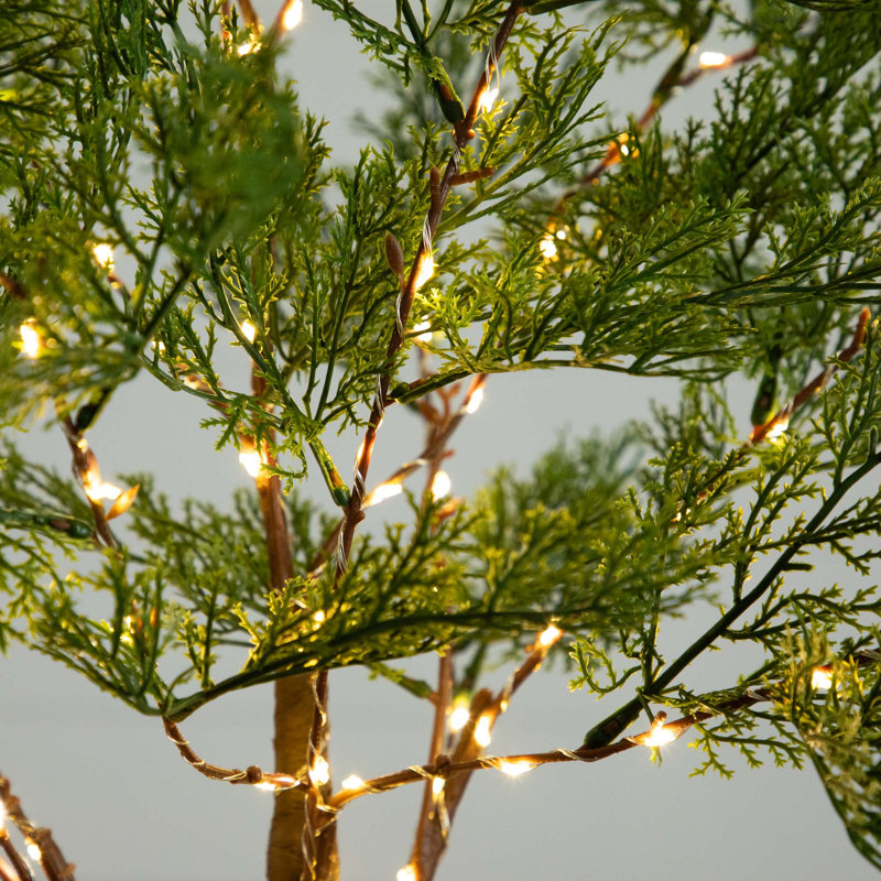 3 pi Cyprès artificiel éclairé avec 120 lumières DEL blanc chaud