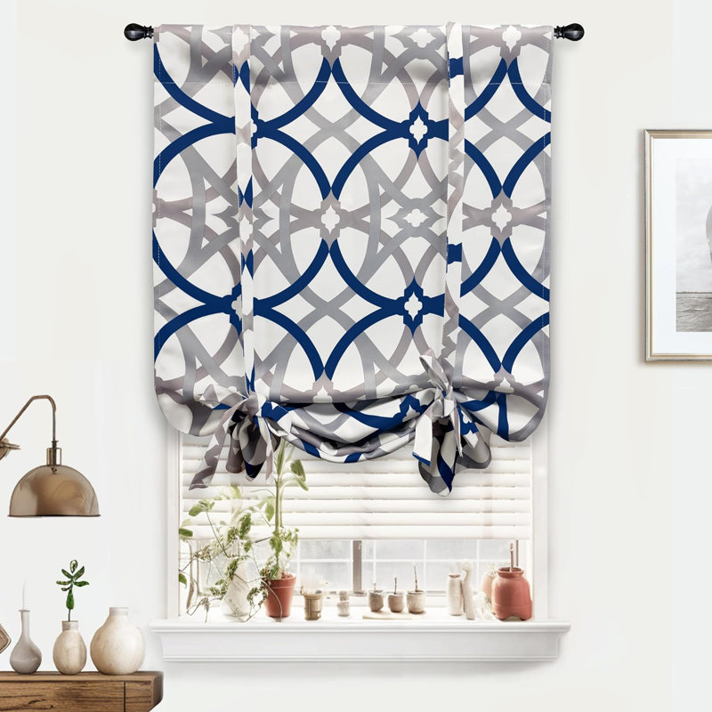 Halton Blackout Curtain Single Panel, Navy/Gray, 25" W x 47" L