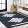 Linfert Geometric Medallion Machine-Washable Navy/Light Gray Rug