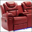 Causeuse de cinéma maison inclinable manuelle avec rangement escamotable, porte-gobelets et bande lumineuse à DEL pour le salon