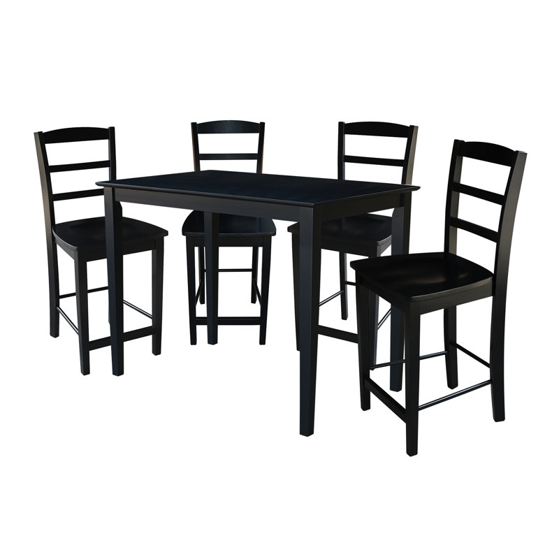 Meknassi 4 - Person Solid Wood Top Four Leg Dining Set, Black