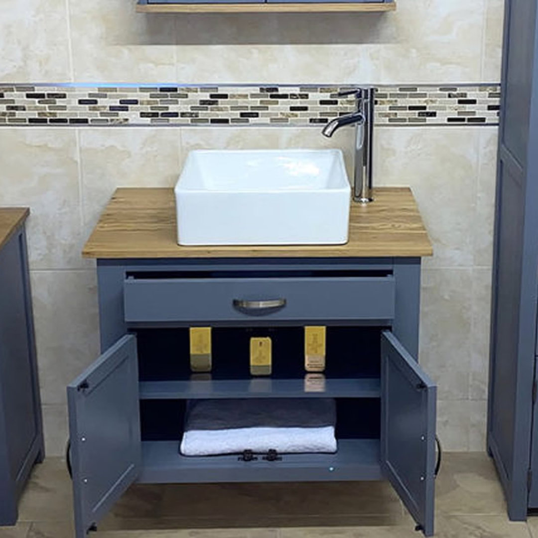 Aguila Solid Oak 750mm Wall Hung Single Vanity Unit