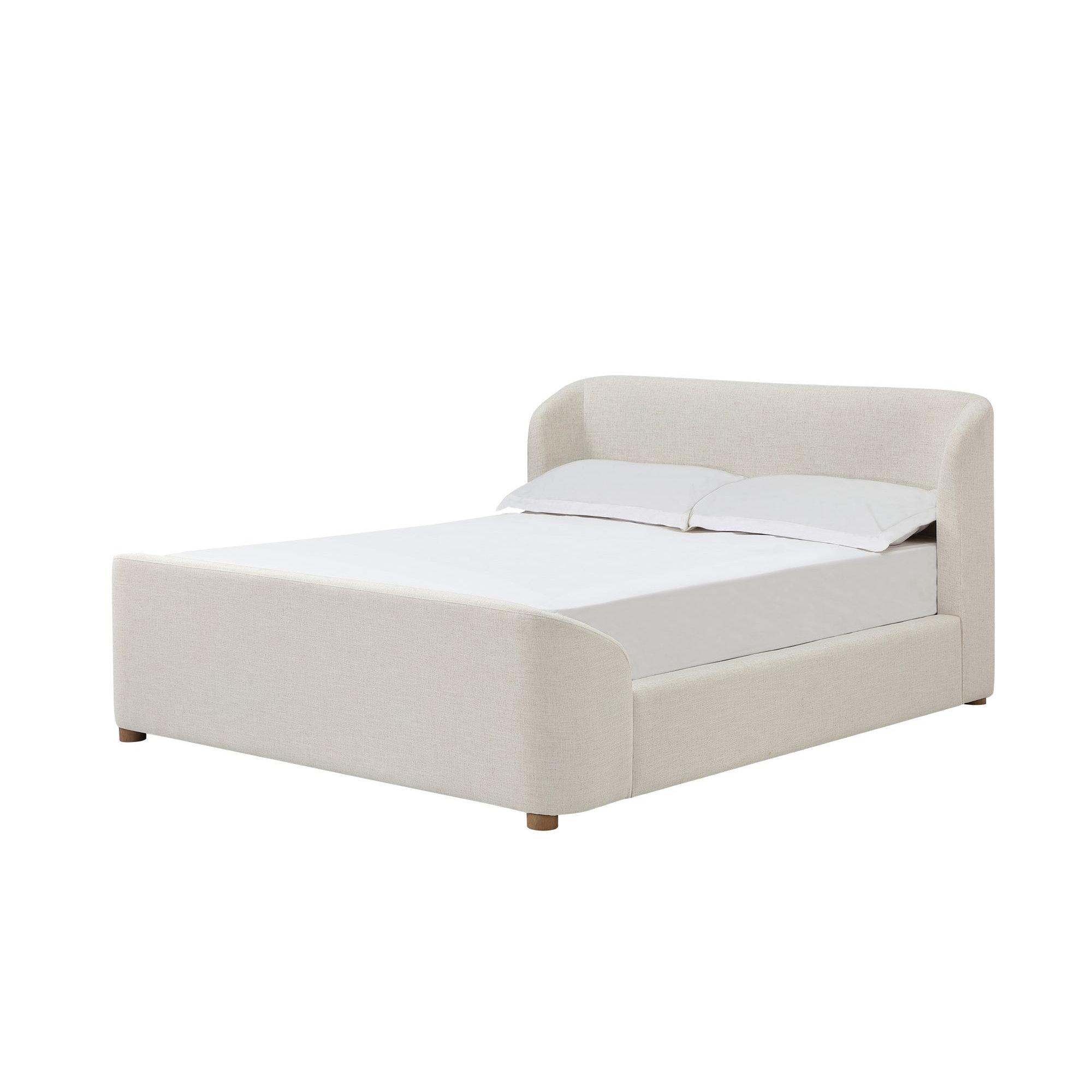 Kris Upholstered Platform Bed, Whipped Honey Linen Blend, Queen