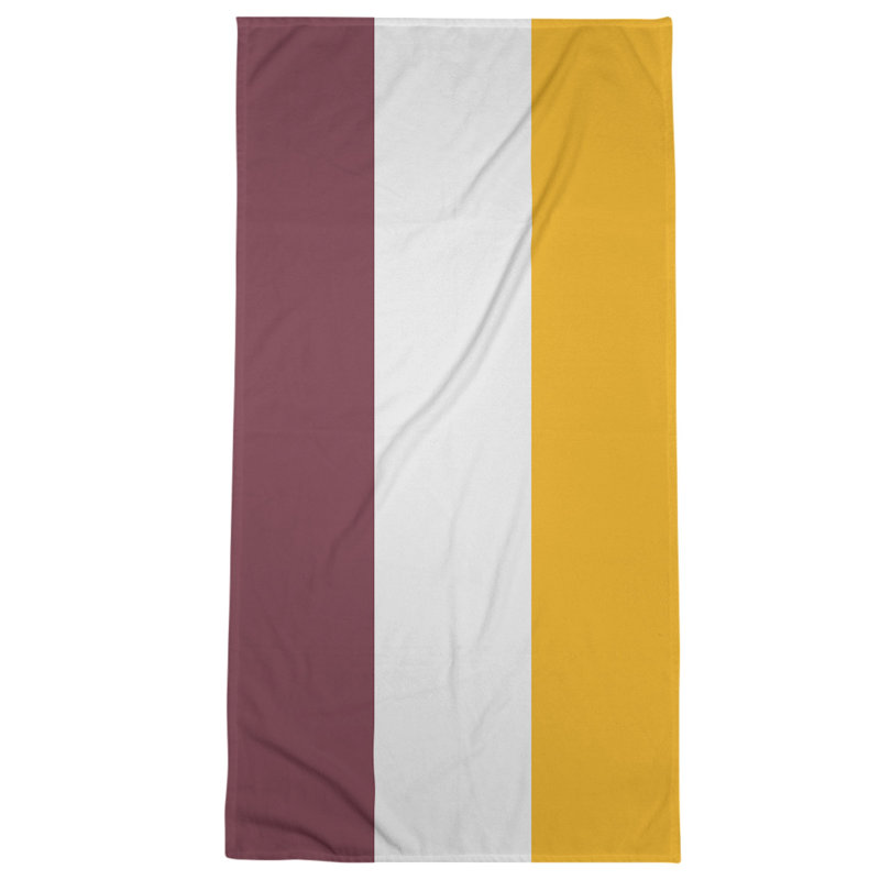 Cotton Blend Beach Towel, Cherry Red/Off White/Gold