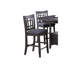 De 2 chaises de salle à manger à hauteur de comptoir, siège rembourré en mousse grise, bois massif, dossier carré ouvert, chaises contemporaines 2 pièces avec sièges rembourrés, conception à dossier coupé pour la salle à manger, look moderne