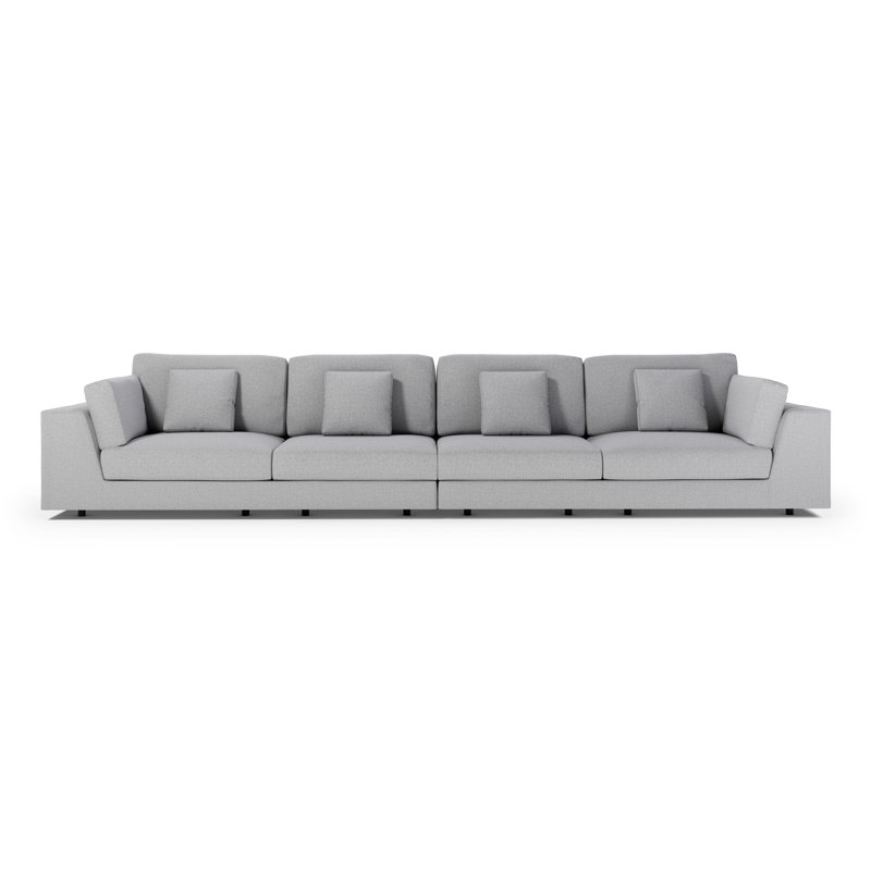 Perry Modular Sofa Set In Fabric, Gris, 34" H x 170" W x 41" D, 4