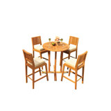 Grade-A Teak Wood Maldives Bar Set: 36" Round Table & Armless Chair (30" Seat High)