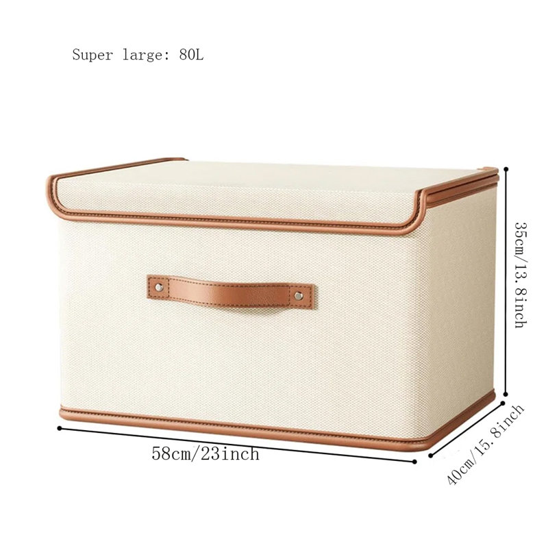 2 bacs de rangement pour PCS avec couvercles, boîte de rangement pliable, boîte de rangement en tissu avec poignées, boîtes de rangement décoratives avec couvercles pour organiser les vêtements, livres, dossiers,