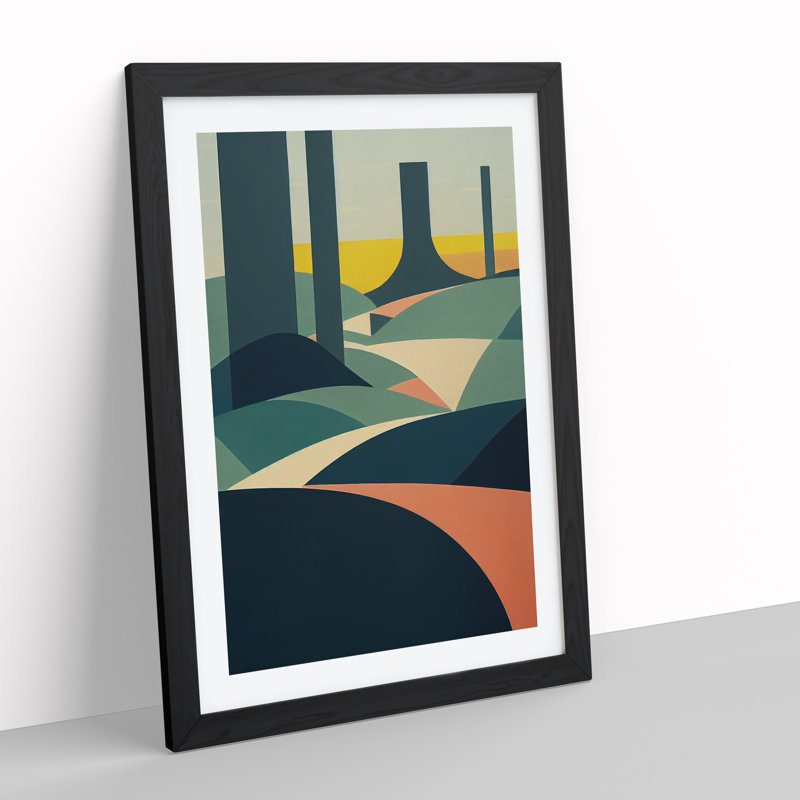 Forest Shapes No.1 - Framed Print, 46cm H x 34cm W x 2cm D, Black