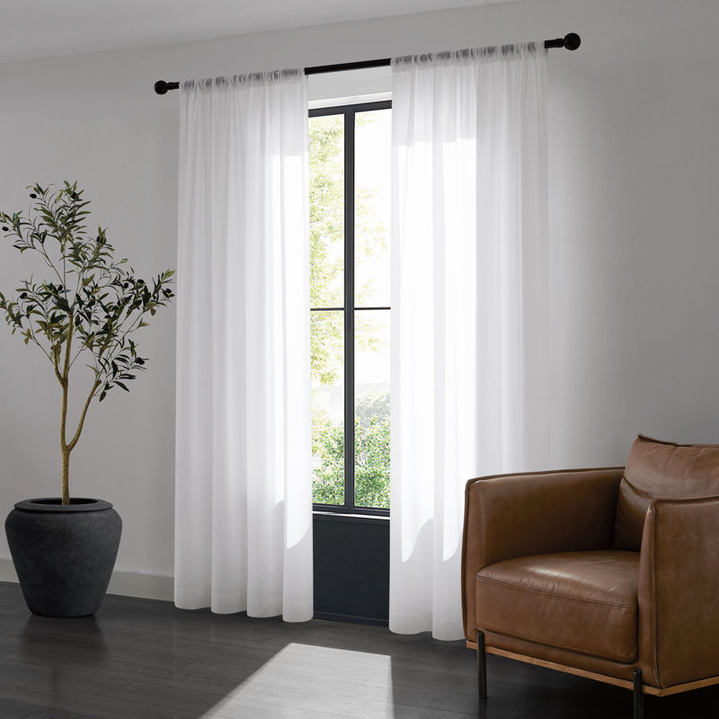 Paire de rideaux d'intimité SHEERBARRIER , L 52 po x L 84 po, Blanc