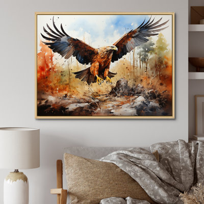 Aigle en vol chasse sur toile