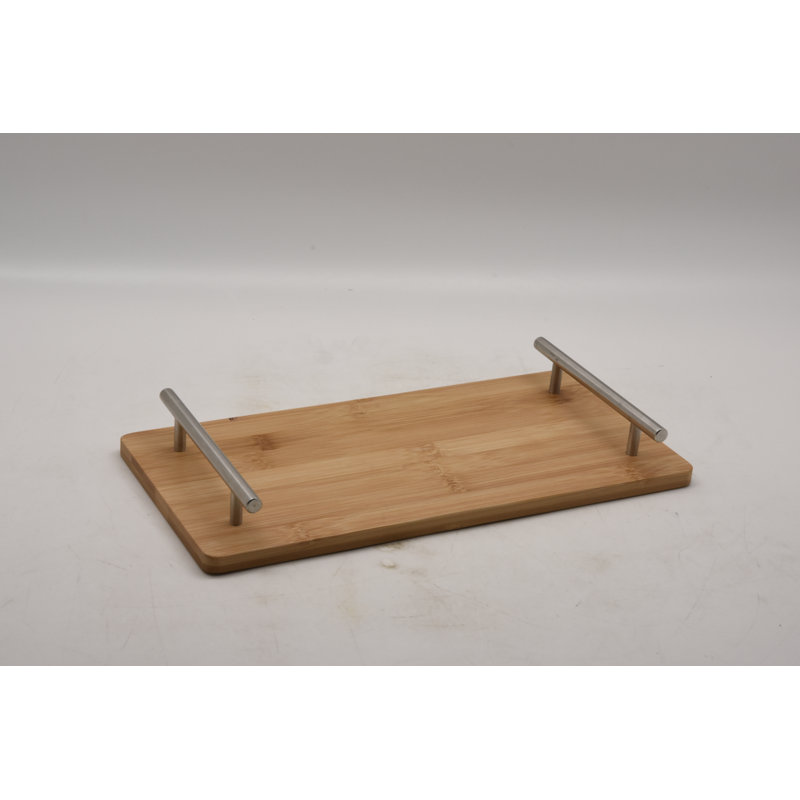 PLATEAU BAMBOU Presha rectangulaire avec poignée chromée Presha