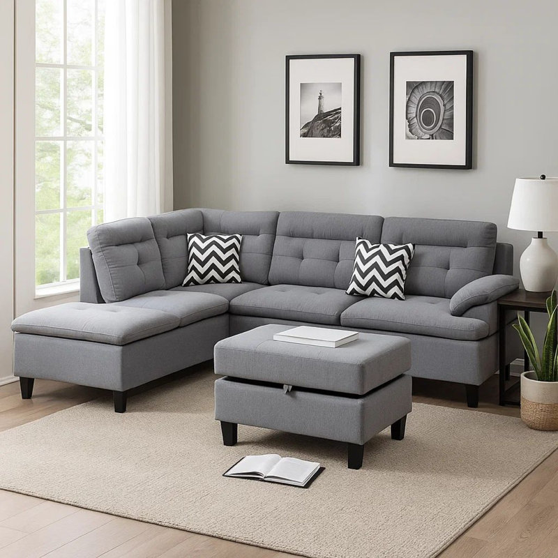 Canapé modulaire 2 pièces Safarov, Velours gris