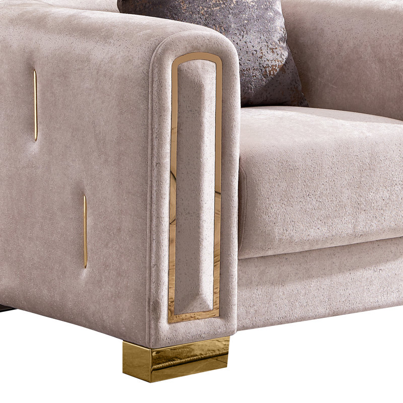 Fauteuil en velours de 43 po Foehr, Velours beige