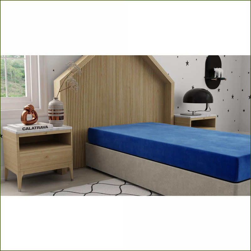 Matelas | Matelas simple imperméable 7 po Kids Pedic | Mousse | Bleu ciel, Lit simple
