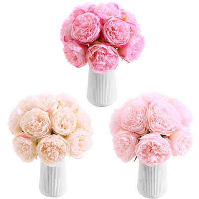 Pivoines, fleurs artificielles en vrac 30 pièces, têtes de pivoines artificielles avec tiges pour arrangement floral, bouquet, maison, mariage, fête, décor de fête