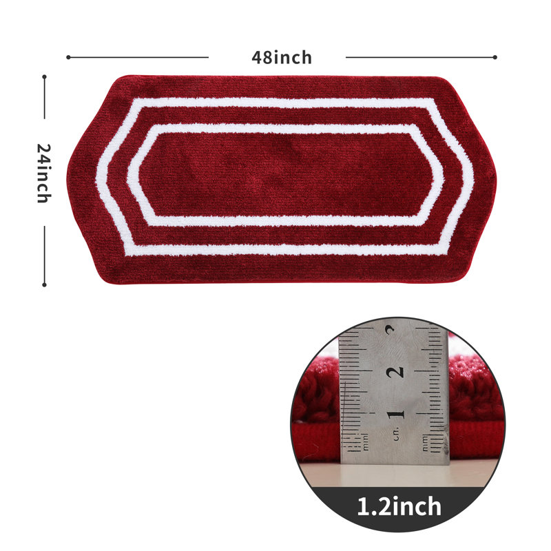 Tapis pour salle de bain Shilyn, L 24 po x L 48 po, Rouge