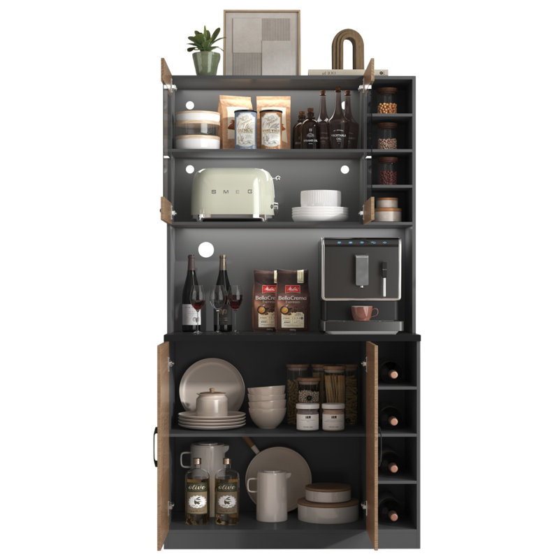 187cm Kitchen Pantry, White/Black