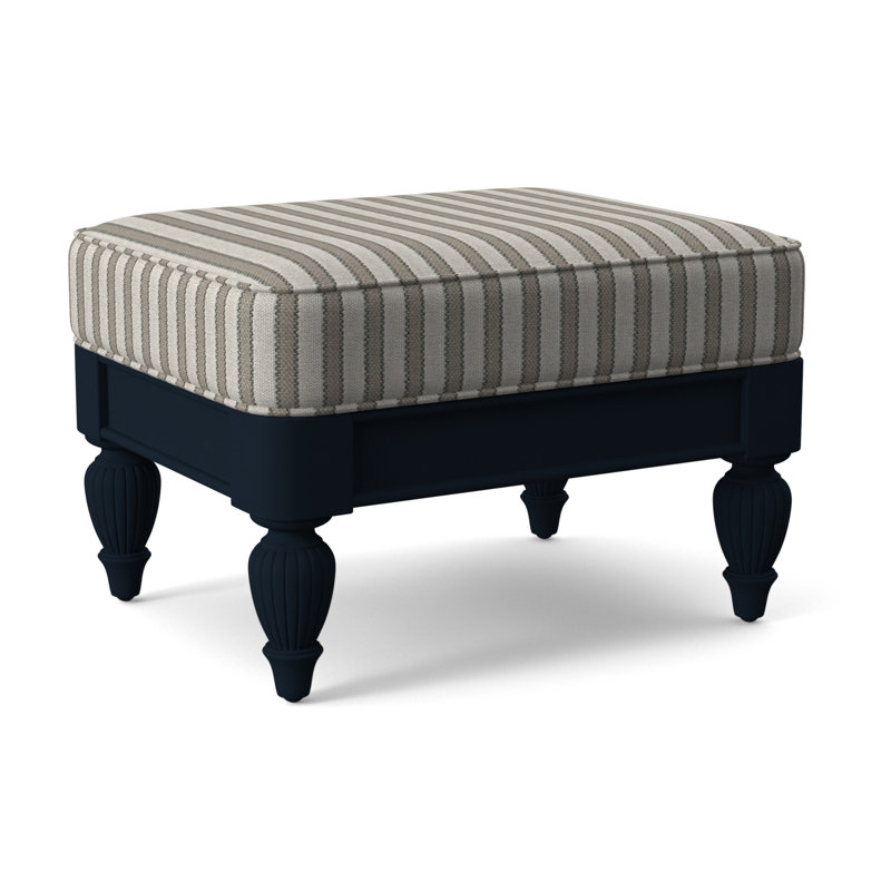 Grand View Ottoman, Navy Finish, Beige Sugar Performance; 0863-93