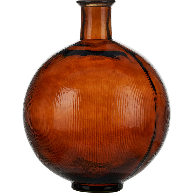 Round Recycled Glass Vase, Pecan Brown