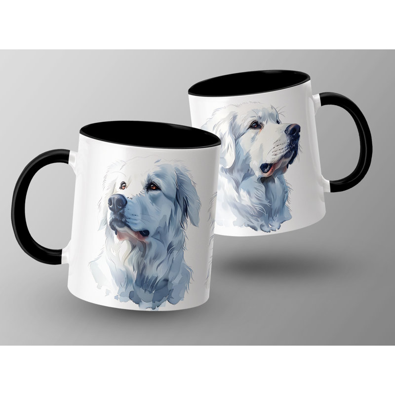 Beautiful Pyrenees Dog Artwork 11oz Coffee Mug, 3, Black