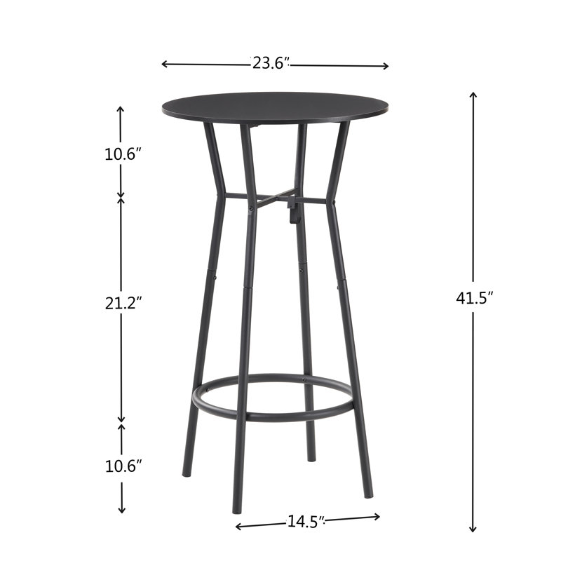 3 Bar Table and Chairs Set Dining Room Industrial Counter Height Bar Chairs with Metal Back Fabric Seat