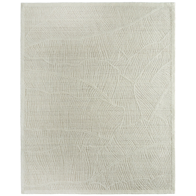 Tapis floral et botanique moderne Timitra, Rectangulaire : 12 pi x 15 pi, Ivoire ivoire