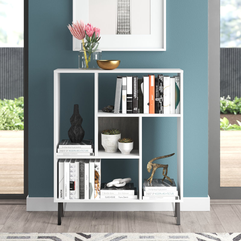 Arven 107cm H x 90cm W Standard Bookcase, Anthracite/White