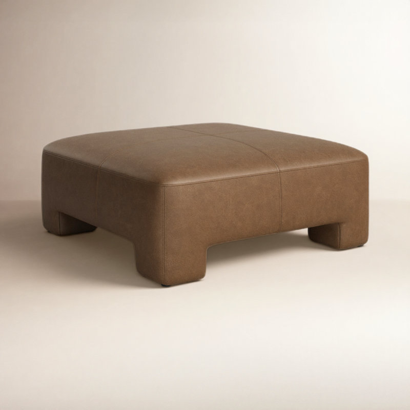 Anya Oversized Geniue Leather Upholstered Ottoman
