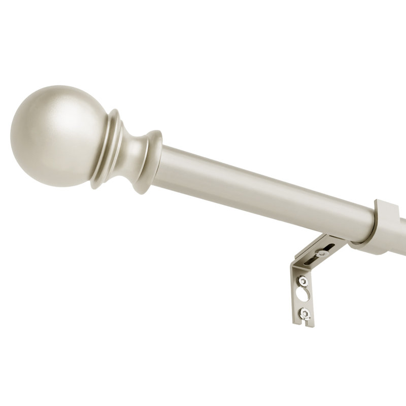 Tringle à rideaux ajustable robuste de 1 po avec embouts sphériques Danikah, 32" - 72", Nickel