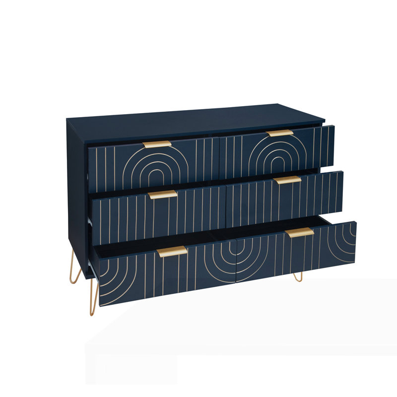 Commode 6 tiroirs Modern, Bleu très foncé