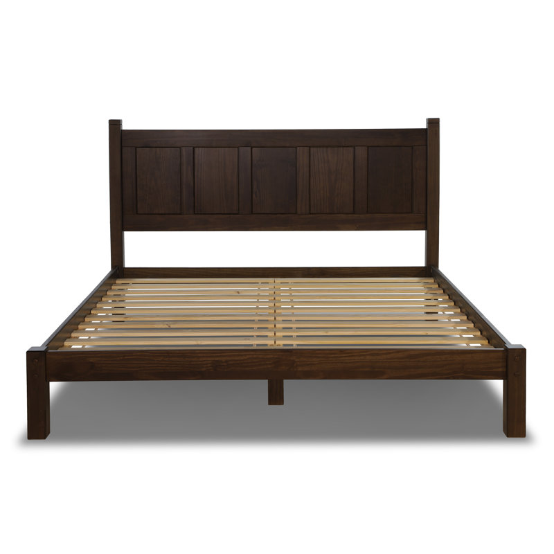 Lit plateforme en bois massif Shaker, Espresso, Très grand