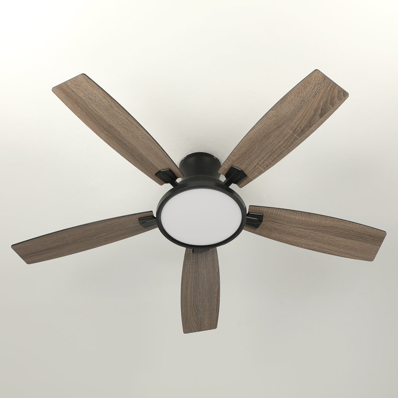Karlena 52'' Ceiling Fan With Led Lights And Remote Control (Set of 2), Black/Brown, Black
