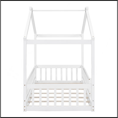 Wood Bed House Bed Frame With Fence