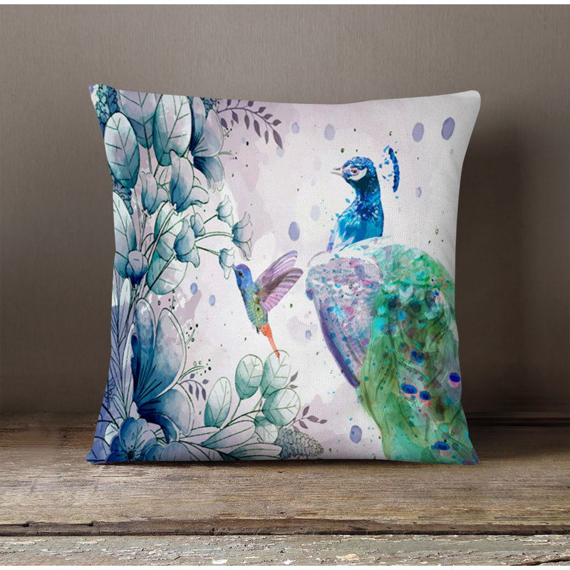 Throw Pillow With Insert, Blue/Green/Purple 2, 18"H x 18"W