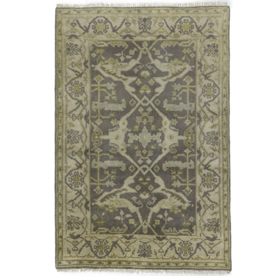 Arul Floral Handmade Hand-Knotted Rectangle 4' x 5'11"" Wool Area Rug in Gray -  Darby Home Co, DC54E70CC5514B3D8BC000D02AD9DE54