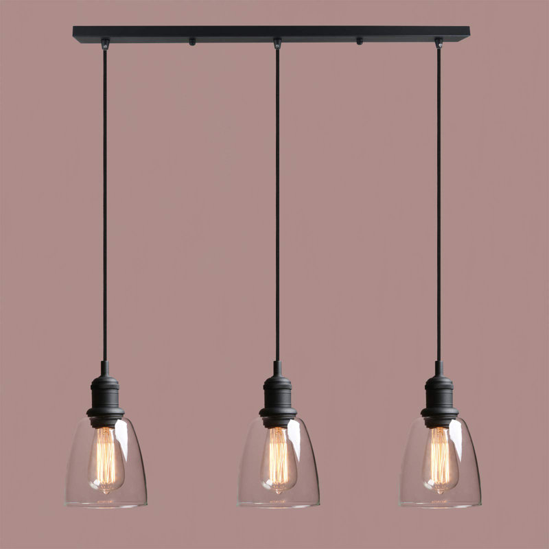 3 - Light Kitchen Island Pendant, Black