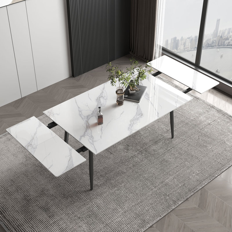 Family-Friendly Extendable Dining Table - 120 to 160cm Sintered Stone Top - Scratchproof Kitchen Table  for 4-10 People Fast Dispatch From UK Warehouse — 2 Working Days Deliver within 2-4 working days.