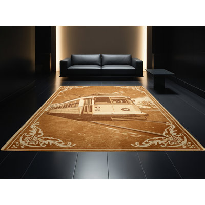 Tapis de style rétro de style rétro en brun pour véhicules lavables à la machine