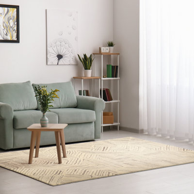 Tapis abstrait en laine touffeté à la main beige / gris