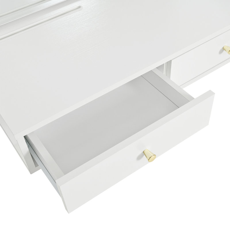 Meuble-lavabo flottant avec miroir et lumières tricolores, coiffeuse murale avec prise de courant, meuble-lavabo compact, grand rangement, blanc