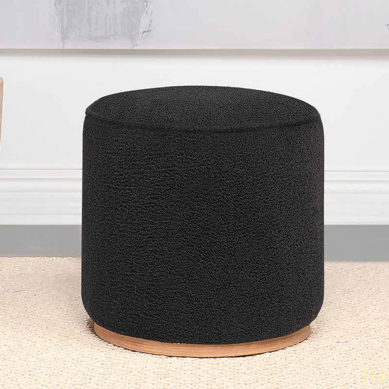 Repose-pieds rond imitation peau de mouton, Noir