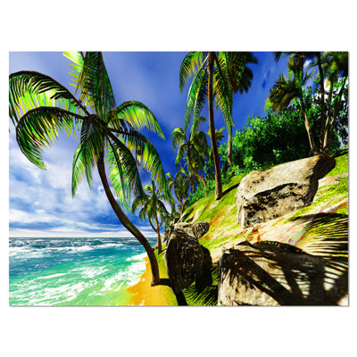 Palms in Hawaii Island Beach - reproduction de photo sur toile tendue