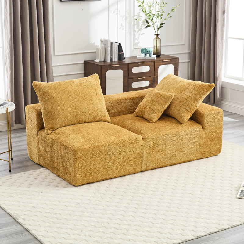 2 tissu en chenille avec canapé rembourré doux et respirant - rembourrage en mousse soyeuse, Jaune