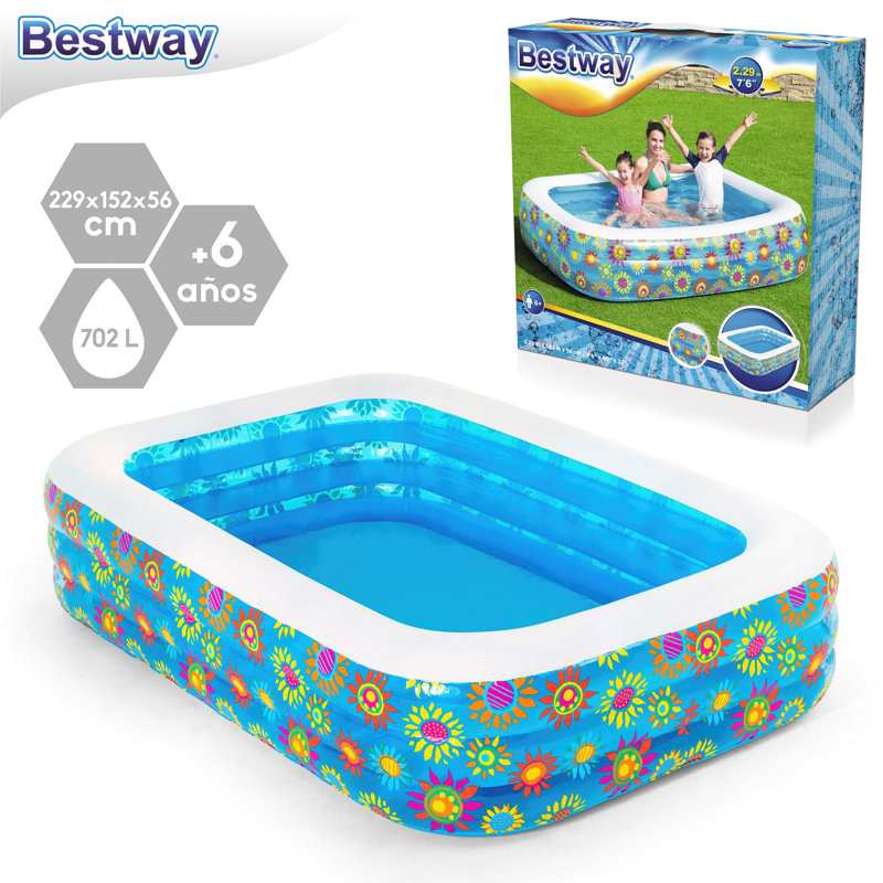 Rectangle Inflatable Pool H x W x L, 51cm H x 229cm W x 152cm L