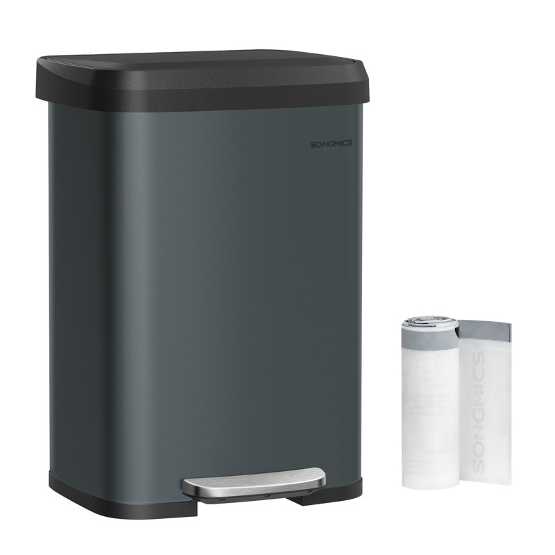 Brunhild Metal Step On Kitchen Trash Can - 50L, Black