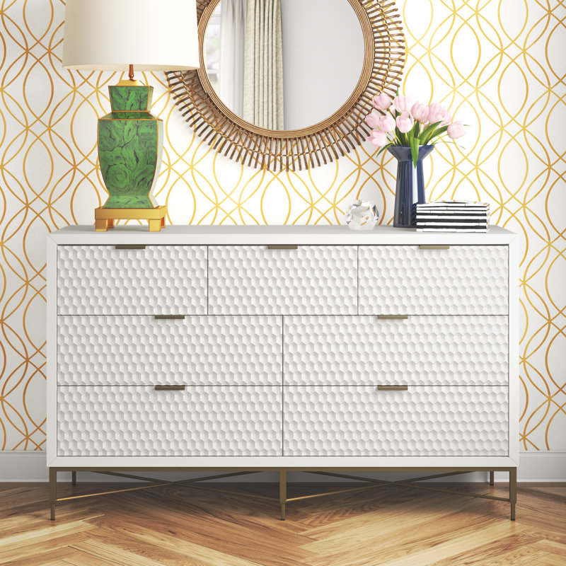 Commode double 7 tiroirs Anketell Honeycomb