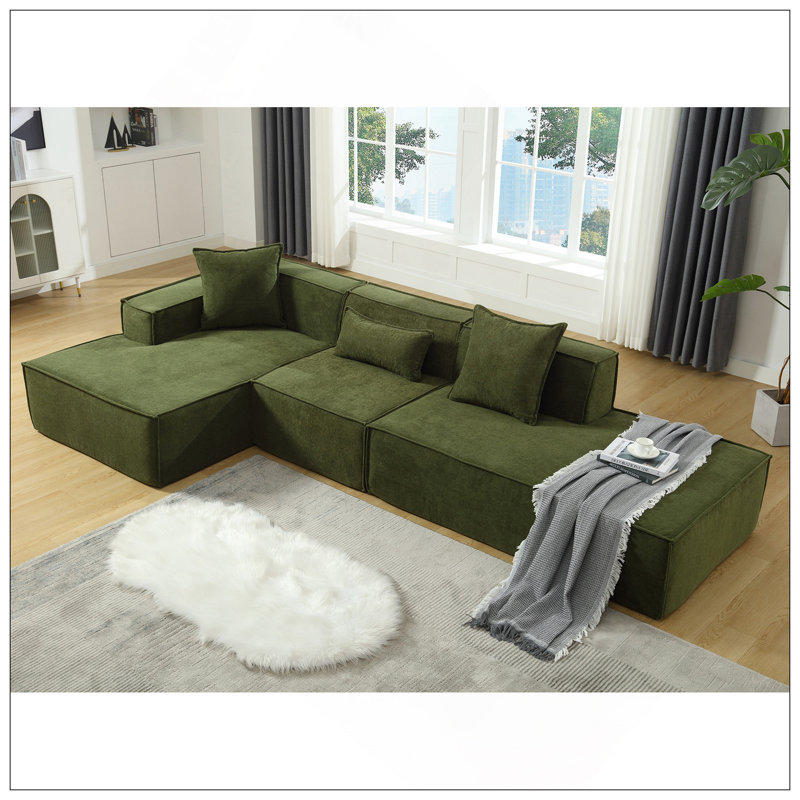 Ensemble de canapé modulaire de salon modulaire, canapé minimaliste moderne, canapé à installation libre, canapé en bloc de tofu minimaliste italien en forme de L, faisant face à la gauche, tissu éponge