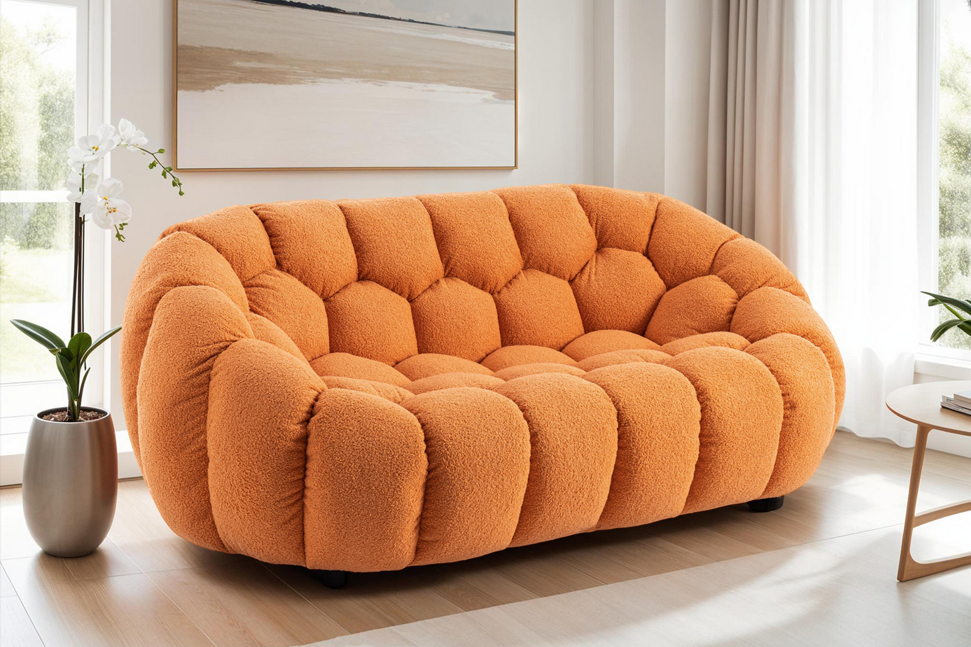 Low-Profile Boucle Brosen Sofa
