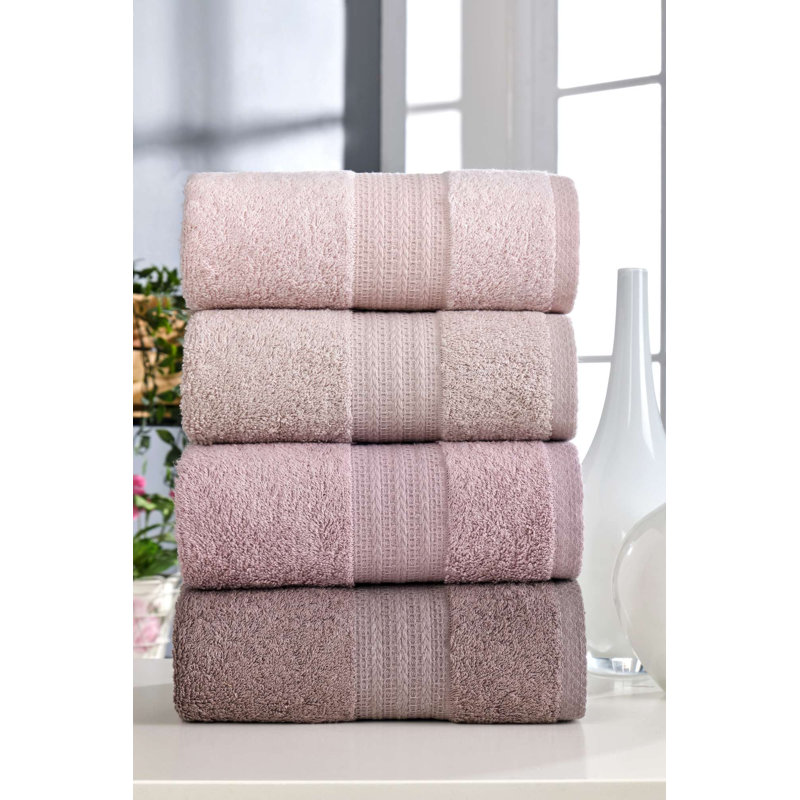 Ensemble de 4 serviettes de bain souples et absorbantes, 19,7 po x 33,5 po | 100% coton, lavable à la machine (jusqu'à 104 ° F) | Parfait pour la salle de bain, la salle de sport et le spa - Confort luxueux et durabilité